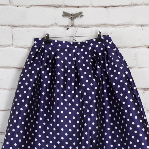 Blue White Polka Dot Skirt Size ~L - Picture 2 of 8